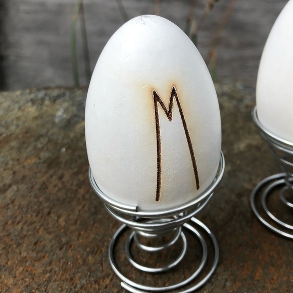 “mom” Farmhouse Wood Egg with Stand Decor Set - Picture 3 of 8